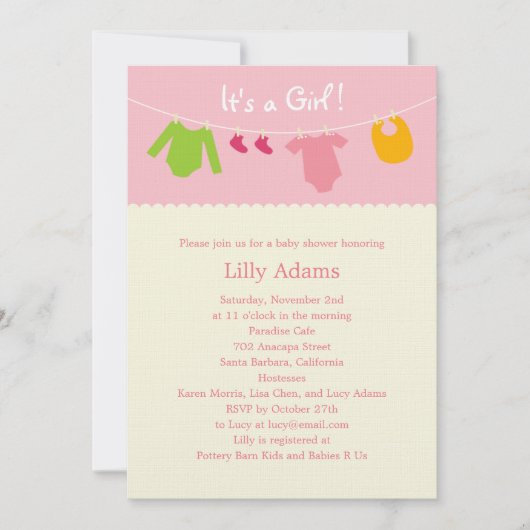 Het is een Girl Baby shower-uitnodiging Kaart (Voorkant)