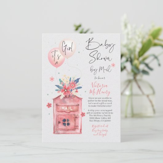 Het is een Girl Baby shower van Mail Balloons Mail Kaart (Staand voorkant)