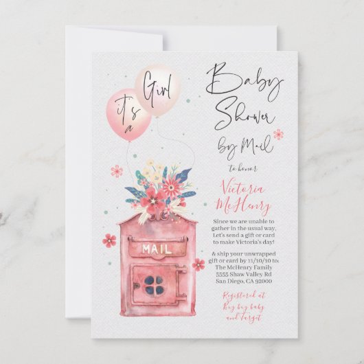 Het is een Girl Baby shower van Mail Balloons Mail Kaart (Voorkant)