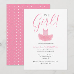 Het is een Girl Ballerina Pink Baby shower Uitnodi Kaart