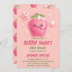 Het is een Girl Berry Sweet Strawberry Baby shower Kaart