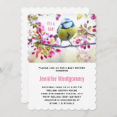 Het is een Girl  Blue Bird Springtime Baby Showe Kaart (Voorkant / Achterkant)