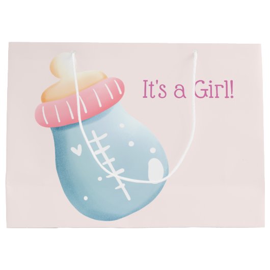 Het is een Girl Blue & Roze Baby flesje Cute. Groot Cadeauzakje (Achterkant)