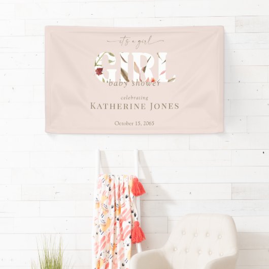 Het is een Girl Blush Baby shower Spandoek (Insitu)