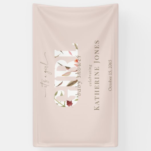 Het is een Girl Blush Baby shower Spandoek (Verticaal)