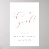 Het is een Girl Blush & Grey Baby shower Welcome S Poster (Voorkant)