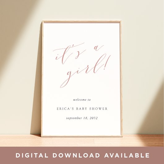 Het is een Girl Blush & Grey Baby shower Welcome S Poster