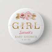 Het is een Girl Blush Pink Baby shower Button (Voorkant)