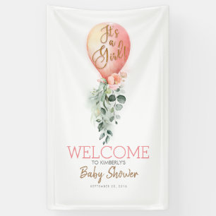Het is een Girl Blush Pink Balloon Baby shower Wel Spandoek