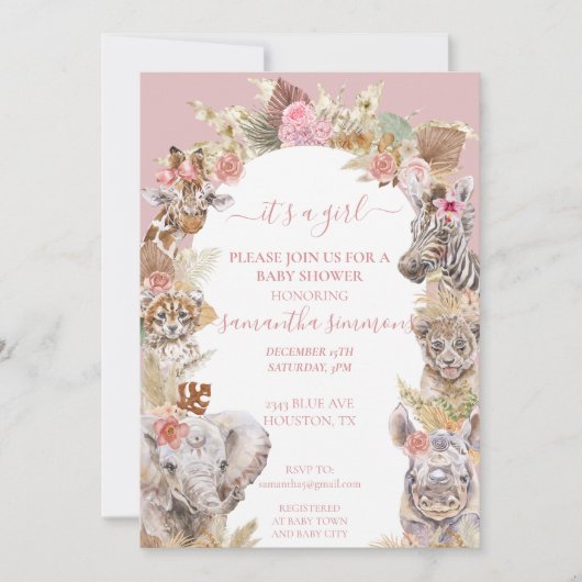 Het is een Girl Boho Tropical Safari Oerwoud Anima Kaart (Voorkant)