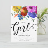 Het is een Girl Bright & Bold Florals Baby shower Kaart (Staand voorkant)