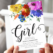 Het is een Girl Bright & Bold Florals Baby shower Kaart