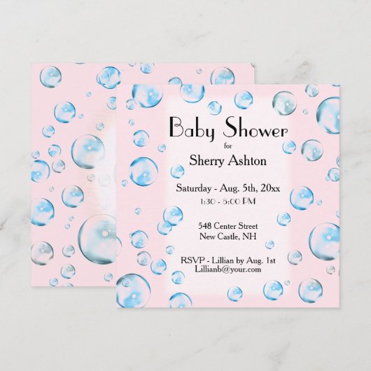 Het is een Girl Bubble Baby shower Invitation Kaart (Voorkant / Achterkant)