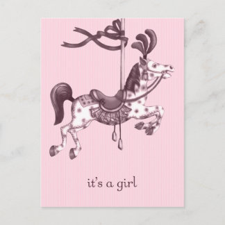Het is een Girl Carousel Horse Briefkaart