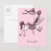 Het is een Girl Carousel Horse Briefkaart (Voorkant / Achterkant)