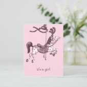 Het is een Girl Carousel Horse Briefkaart (Staand voorkant)