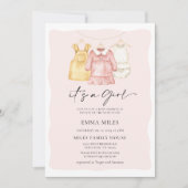Het is een Girl Clothes Baby shower Invitation Kaart (Voorkant)