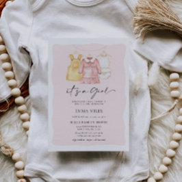 Het is een Girl Clothes Baby shower Invitation Kaart