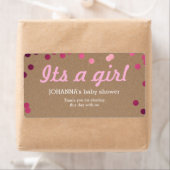 Het is een Girl Confetti Kraft Paper Water Fles Fa Etiket (Insitu)