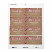 Het is een Girl Confetti Kraft Paper Water Fles Fa Etiket (Full Sheet)