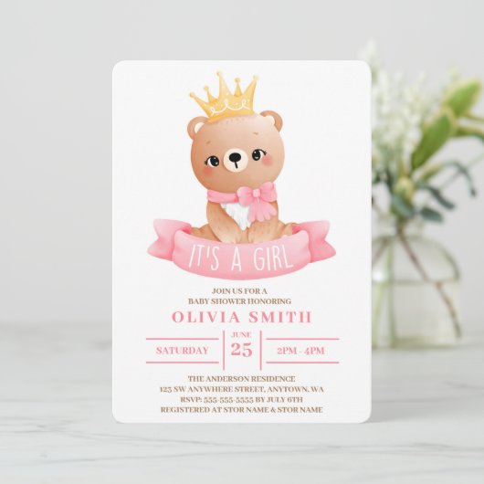 Het is een Girl Cute Baby Waterverf Baby shower Kaart (Staand voorkant)