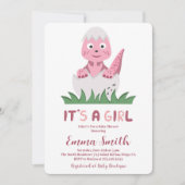 Het is een Girl Cute Dinosaur Baby shower Uitnodig Kaart (Voorkant)