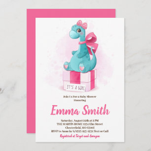 Het is een Girl Cute Dinosaur Baby shower Uitnodig Kaart