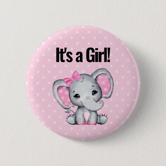 Het is een Girl Cute Pink Baby Elephant Ronde Button 5,7 Cm (Voorkant)