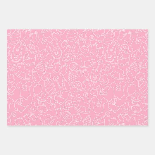 Het is een Girl Cute Pink Baby shower Inpakpapier Vel (Voorkant 3)