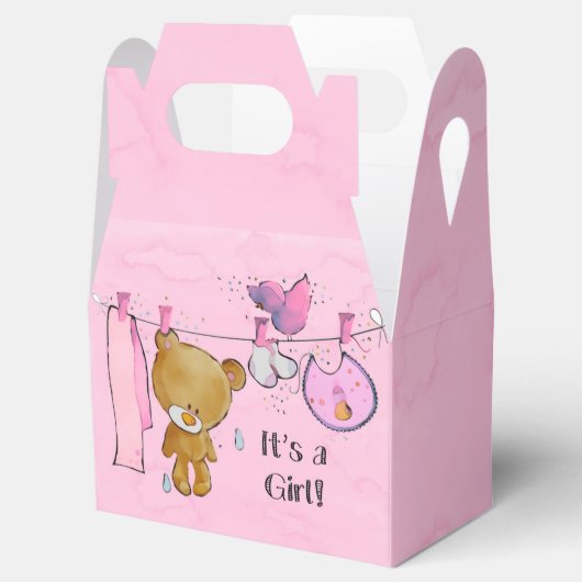 Het is een Girl Cute Teddy Bear Baby shower Bedankdoosjes (Geopend)