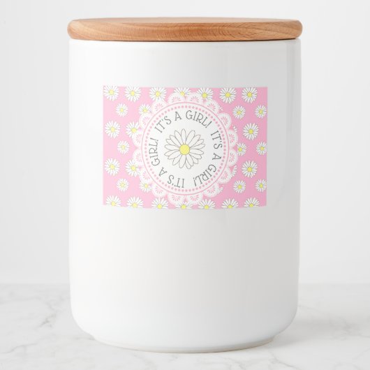 HET IS EEN GIRL Daisy Girl Baby Stower Fleslabels Voedselcontainer Etiket (Voorkant)