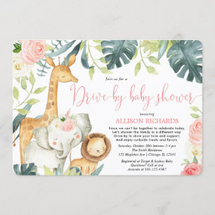 Het is een Girl Drive-by baby shower safaridieren Kaart
