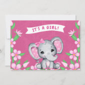 Het is een Girl Elephant Baby shower Invitation Kaart (Voorkant)