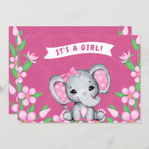 Het is een Girl Elephant Baby shower Invitation Kaart
