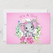 Het is een Girl Elephant Baby shower Invitation Kaart (Voorkant)