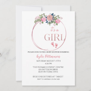 Het is een Girl floral Baby shower Invitation Kaar Save The Date