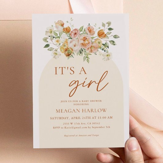 Het is een Girl Floral Baby shower nodiging Kaart