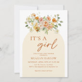 Het is een Girl Floral Baby shower nodiging Kaart (Voorkant)