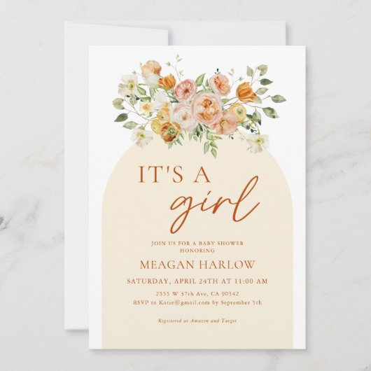Het is een Girl Floral Baby shower nodiging Kaart (Voorkant)