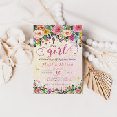 Het is een Girl Floral Garden Baby shower Uitnodig Kaart