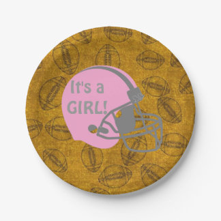 Het is een Girl Football Theme Baby shower Paper B Papieren Bordje