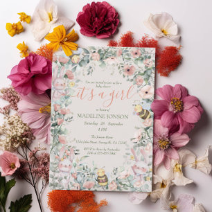 Het is een Girl Forest Animals Floral Baby shower Kaart