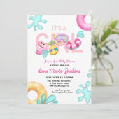 Het is een Girl Fun Summer Tropical Pool Baby show Kaart (Staand voorkant)