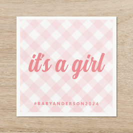 Het is een Girl Gingham Baby shower Servet