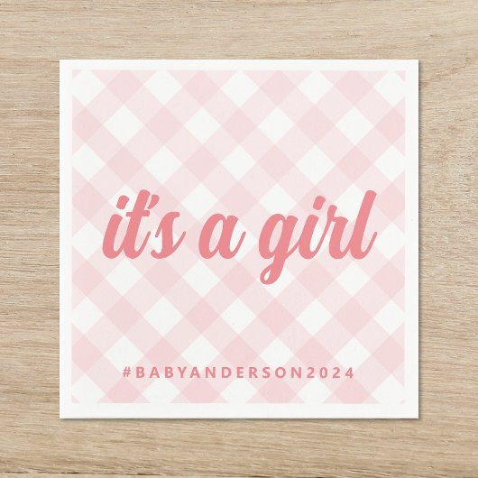 Het is een Girl Gingham Baby shower Servet