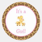 Het is een Girl Giraffe Baby shower Ronde Sticker (Voorkant)