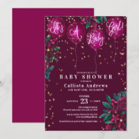 Het is een Girl Glitter Balloons Floral Baby showe