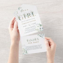 Het is een Girl Gold Baby shower | Boeken voor Bab All In One Uitnodiging