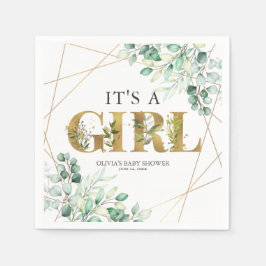 Het is een Girl Greenery Eucalyptus Gold Baby show Servet