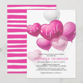 Het is een Girl Heart Balloon Baby shower Kaart (Voorkant / Achterkant)